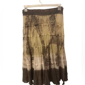 Metro Wear A-Line Tie-Dye Skirt in Brown and Cream